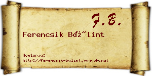 Ferencsik Bálint névjegykártya